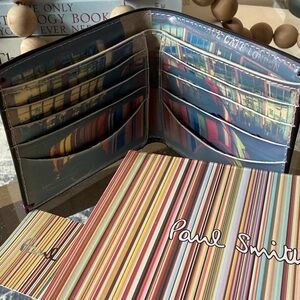 Paul Smith Multistripe Leather Bifold Wallet in Vibrant Stripes